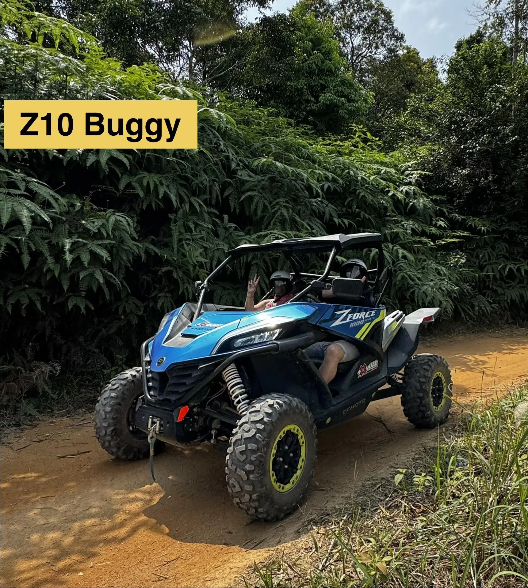 Two-seat buggy on a mountain road on the X Quad beginner route