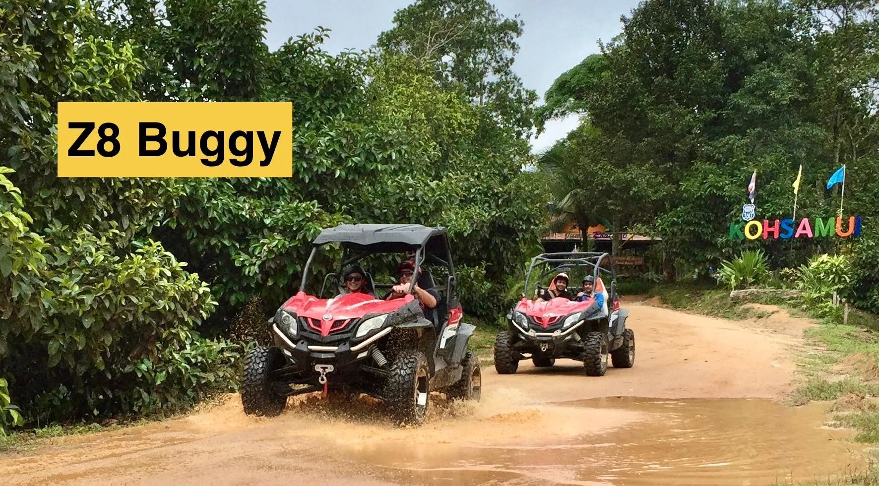 Buggy guests at a temple stop on the X Quad beginner route