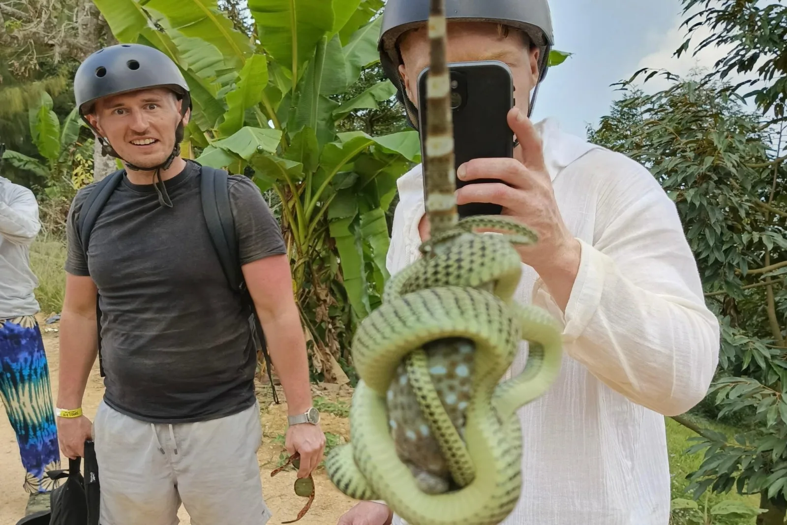 Automatic quad bikes on a jungle trail past fruit farms on Koh Samui